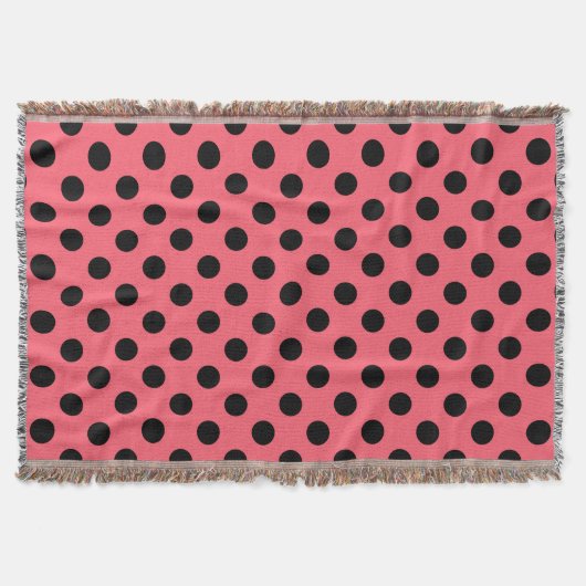Schwarze Polka Punkte auf Korallen Decke (Vorderseite)