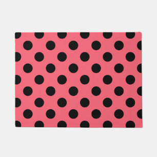 Schwarze Polka Punkte auf Korallen Fußmatte
