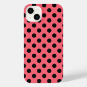 Schwarze Polka Punkte auf Korallen iPhone Hülle (Rückseite)