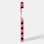 Schwarze Polka Punkte auf Korallen iPhone Hülle (Linke Seite)