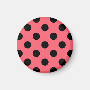 Schwarze Polka Punkte auf Korallen Magnet
