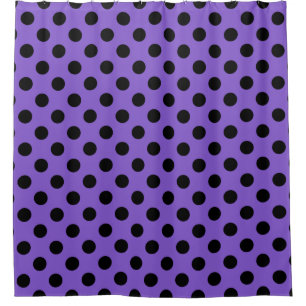 Schwarze Polka-Punkte auf Lavendel Duschvorhang