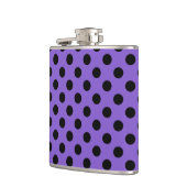 Schwarze Polka-Punkte auf Lavendel Flachmann (Links)