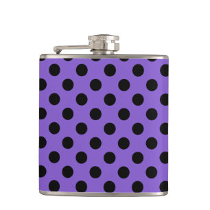 Schwarze Polka-Punkte auf Lavendel Flachmann