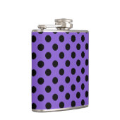 Schwarze Polka-Punkte auf Lavendel Flachmann (Rechts)