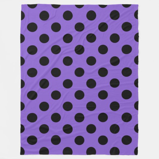 Schwarze Polka-Punkte auf Lavendel Fleecedecke (Vorderseite)