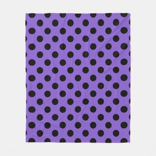 Schwarze Polka-Punkte auf Lavendel Fleecedecke (Vorderseite)