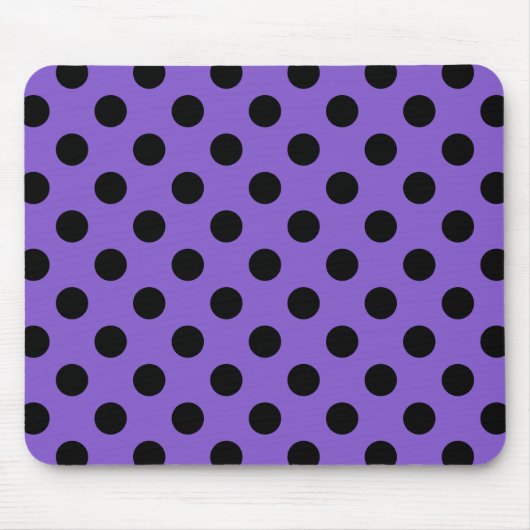 Schwarze Polka-Punkte auf Lavendel Mousepad (Vorne)