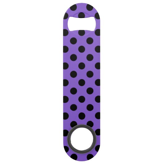 Schwarze Polka-Punkte auf Lavendel Speedflaschenöffner (Vorderseite)