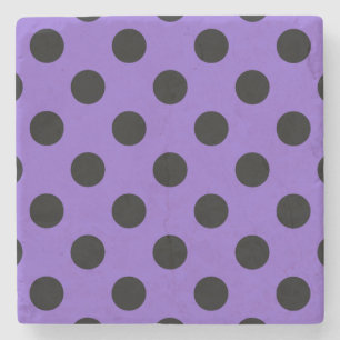 Schwarze Polka-Punkte auf Lavendel Steinuntersetzer