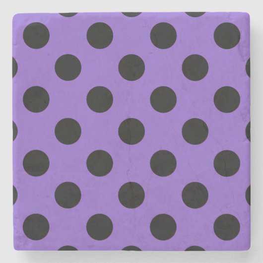 Schwarze Polka-Punkte auf Lavendel Steinuntersetzer (Vorderseite)