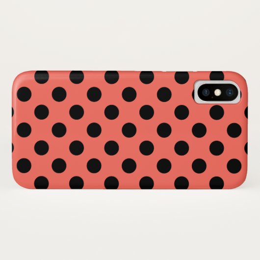 Schwarze Polka-Punkte auf lebende Korallen Case-Mate iPhone Hülle (Rückseite (Horizontal))