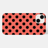 Schwarze Polka-Punkte auf lebende Korallen Case-Mate iPhone Hülle (Rückseite (Horizontal))
