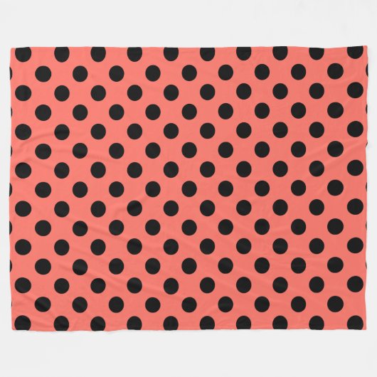 Schwarze Polka-Punkte auf lebende Korallen Fleecedecke (Vorderseite (Horizontal))