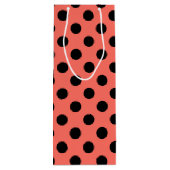 Schwarze Polka-Punkte auf lebende Korallen Geschenktüte Für Weinflaschen (Rückseite)