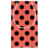 Schwarze Polka-Punkte auf lebende Korallen Kleine Geschenktüte (Rückseite)