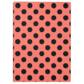 Schwarze Polka-Punkte auf lebende Korallen Klemmbrett (Rückseite)