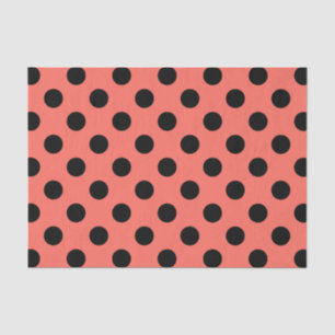 Schwarze Polka-Punkte auf lebende Korallen Seidenpapier