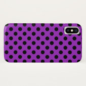 Schwarze Polka Punkte auf lila Case-Mate iPhone Hülle (Rückseite (Horizontal))