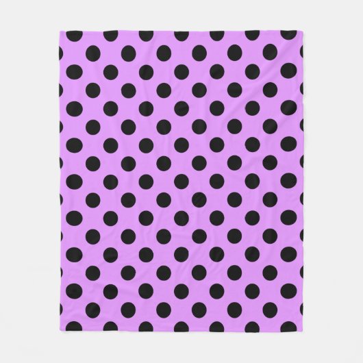 Schwarze Polka-Punkte auf Lila Fleecedecke (Vorderseite)