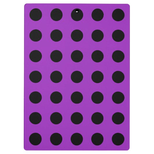 Schwarze Polka Punkte auf lila Klemmbrett (Rückseite)