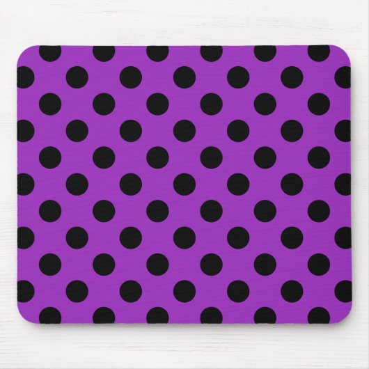 Schwarze Polka Punkte auf lila Mousepad (Vorne)