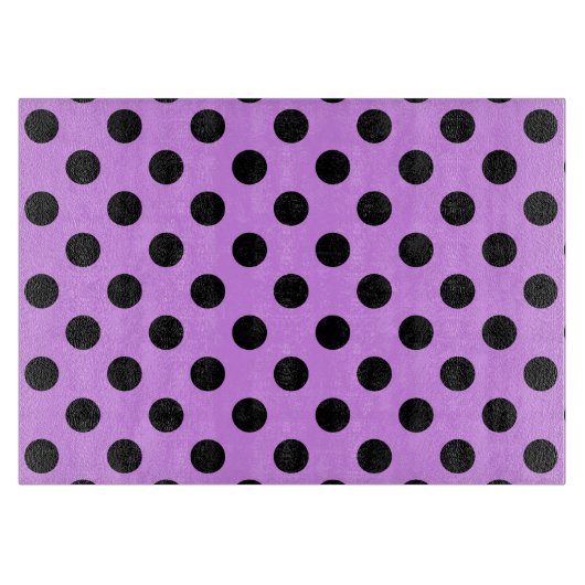Schwarze Polka-Punkte auf Lila Schneidebrett (Vorderseite)