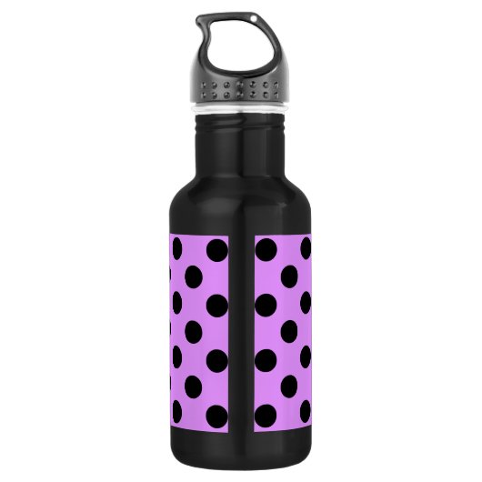 Schwarze Polka-Punkte auf Lila Trinkflasche (Rückseite)