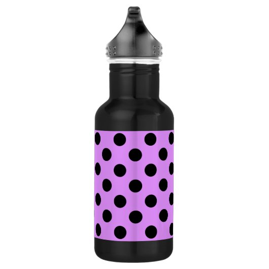 Schwarze Polka-Punkte auf Lila Trinkflasche (Rechts)