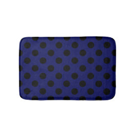Schwarze Polka Punkte auf marineblau Badematte