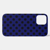 Schwarze Polka Punkte auf marineblau Case-Mate iPhone Hülle (Rückseite (Horizontal))