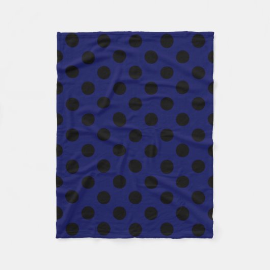 Schwarze Polka Punkte auf marineblau Fleecedecke (Vorderseite)