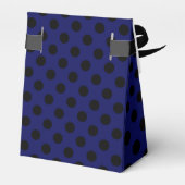 Schwarze Polka Punkte auf marineblau Geschenkschachtel (Rückseite)