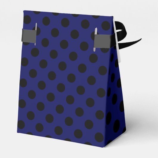 Schwarze Polka Punkte auf marineblau Geschenkschachtel (Rückseite)