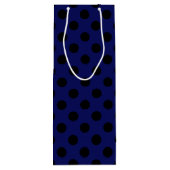 Schwarze Polka Punkte auf marineblau Geschenktüte Für Weinflaschen (Rückseite)