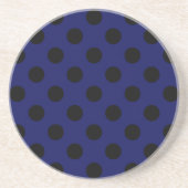 Schwarze Polka Punkte auf marineblau Getränkeuntersetzer (Vorne)