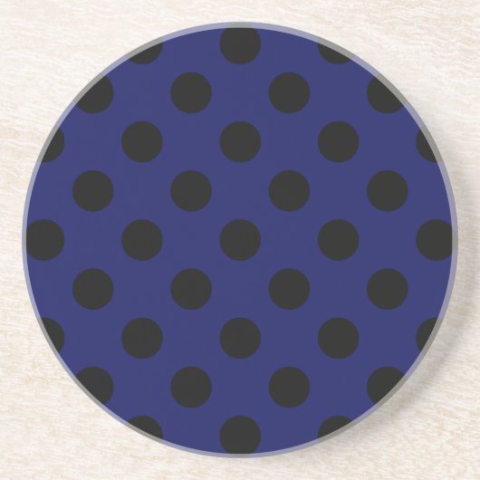 Schwarze Polka Punkte auf marineblau Getränkeuntersetzer (Vorne)