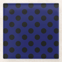 Schwarze Polka Punkte auf marineblau Glasuntersetzer