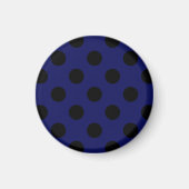 Schwarze Polka Punkte auf marineblau Magnet (Vorne)