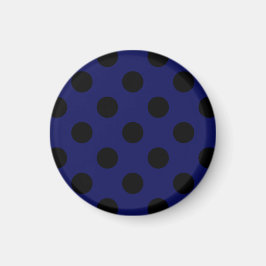 Schwarze Polka Punkte auf marineblau Magnet