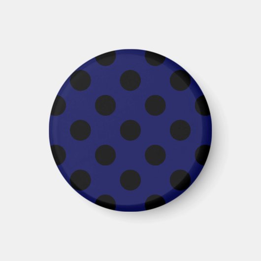 Schwarze Polka Punkte auf marineblau Magnet (Vorne)