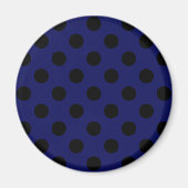 Schwarze Polka Punkte auf marineblau Magnet (Vorne)