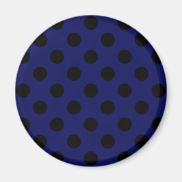 Schwarze Polka Punkte auf marineblau Magnet