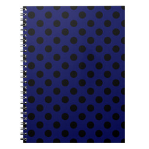 Schwarze Polka Punkte auf marineblau Notizblock