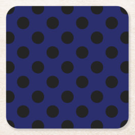 Schwarze Polka Punkte auf marineblau Rechteckiger Pappuntersetzer