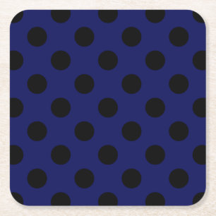 Schwarze Polka Punkte auf marineblau Rechteckiger Pappuntersetzer