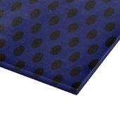 Schwarze Polka Punkte auf marineblau Schneidebrett (Ecke)