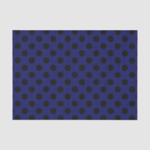 Schwarze Polka Punkte auf marineblau Seidenpapier