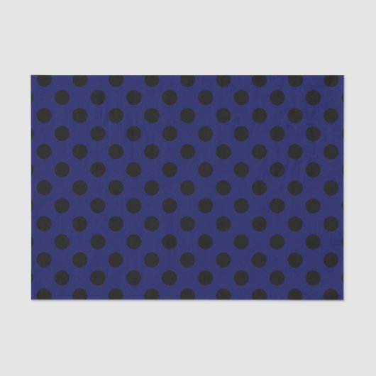 Schwarze Polka Punkte auf marineblau Seidenpapier (Vorderseite)