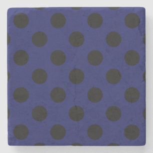 Schwarze Polka Punkte auf marineblau Steinuntersetzer